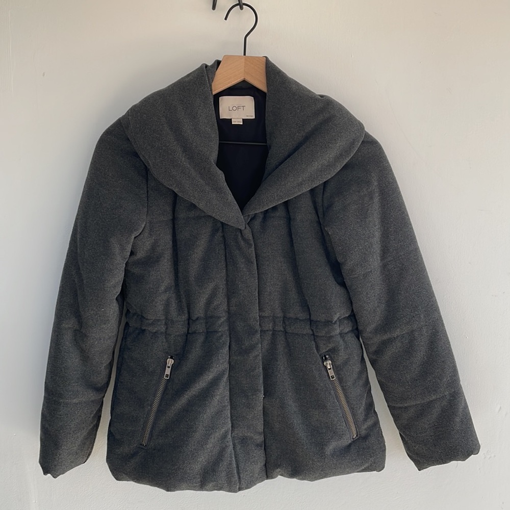 Loft Plush Fabric Coat in Grey